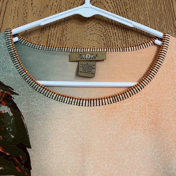 Vintage Women’s Multi in Tie-Dye Shades Floral Shirt w/ Zipper Teeth Neck Sz-M/L - Picture 5 of 8